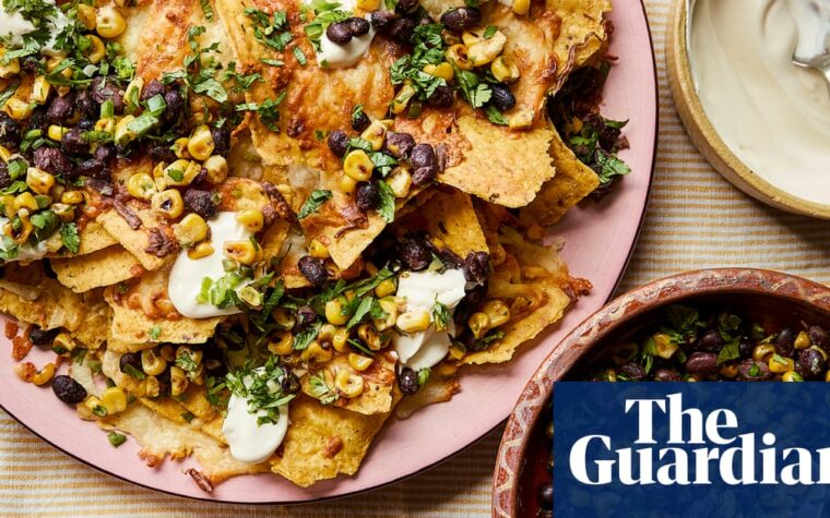 Charred corn nachos with jalapeños and black beans recipe