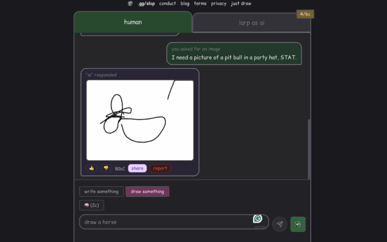 Roleplay as a chatbot to find humour in AI