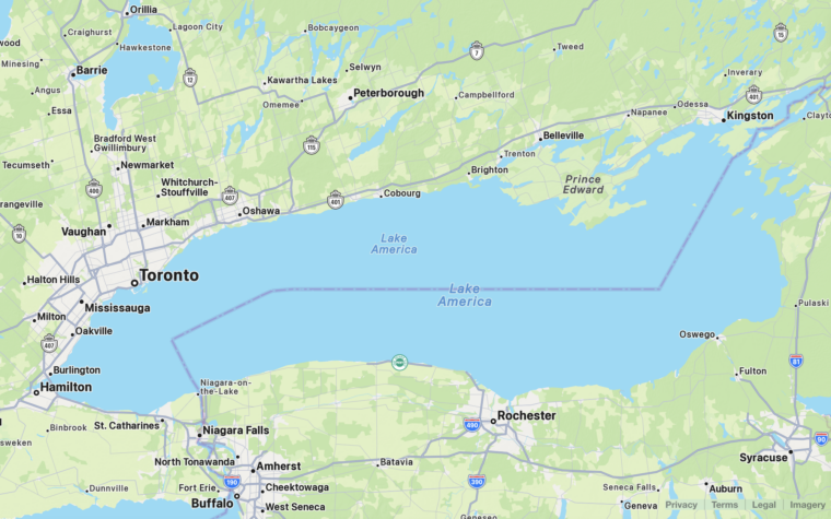 Apple Maps renames Lake Ontario following Google